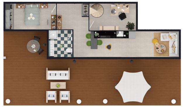 2-Story Container Home - 3D floor plan