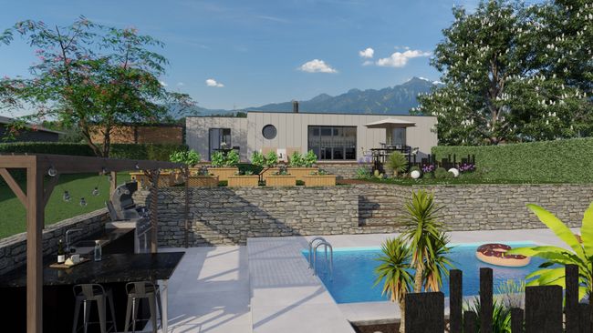 3D render of a 40 ft container house