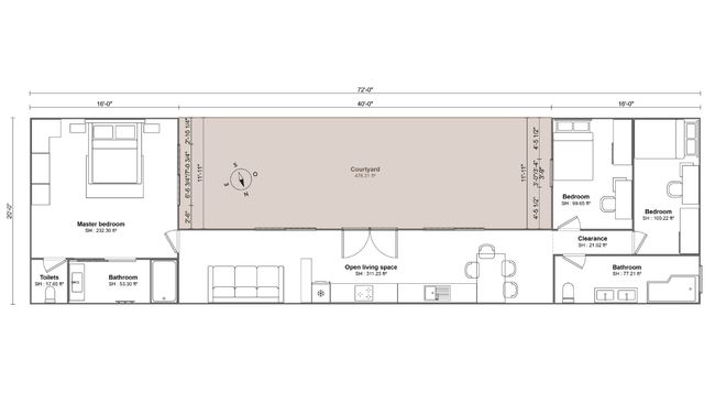 U-shape container house layout