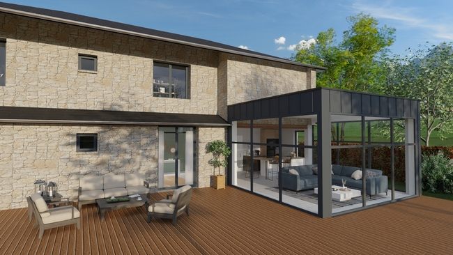 Extension véranda toit plat