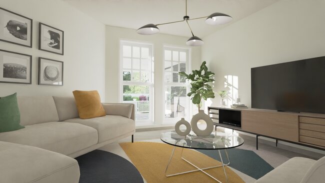 3D render living room bump out by Cedreo