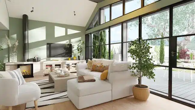 Interior 3D render of a sunroom addition designed with Cedreo