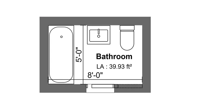 2D floor plan of a small bathroom with bath by Cedreo