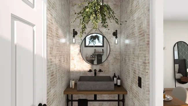 3D render of a guest bathroom with compact fixture by Cedreo