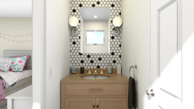 3D rendering of a guest bathroom layout designed with Cedreo