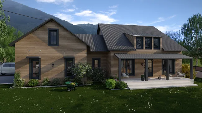 3D render of a house with addition by Cedreo