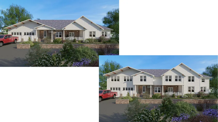 before / after 3D render of a full second-story transformation Ranch house by Cedreo