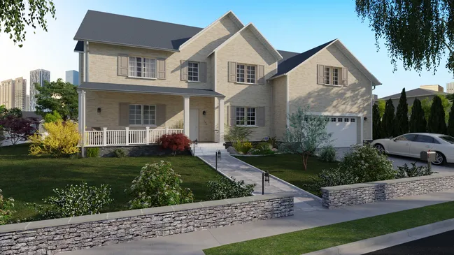 3D rendering of a capecod house designed with Cedreo