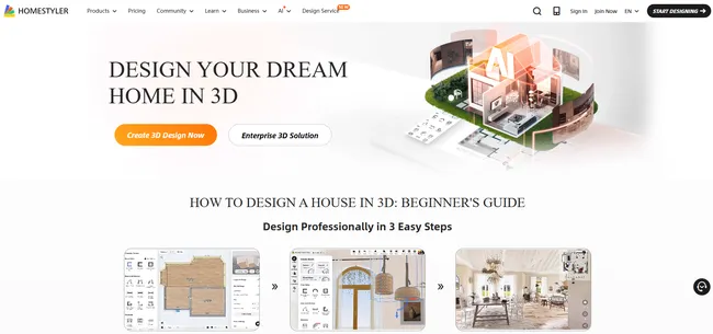 screenshot home page Home styler