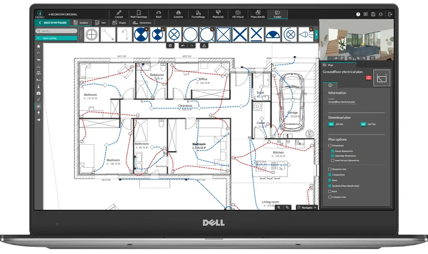 scrennshot cedreo software with electrical plan customization
