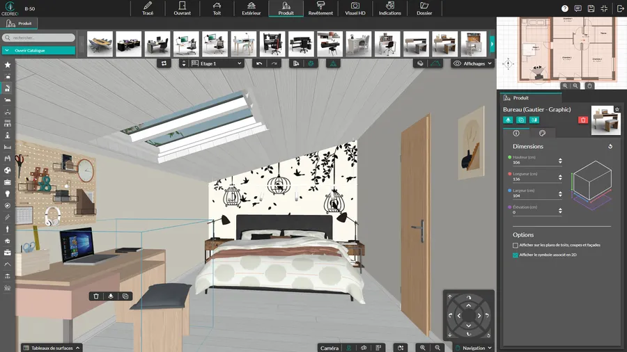 interface logiciel cedreo étape produits
