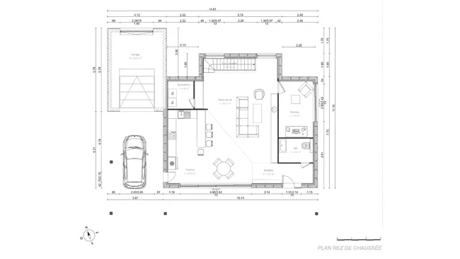 Plan 2D avec compositions des murs réalisé avec Cedreo