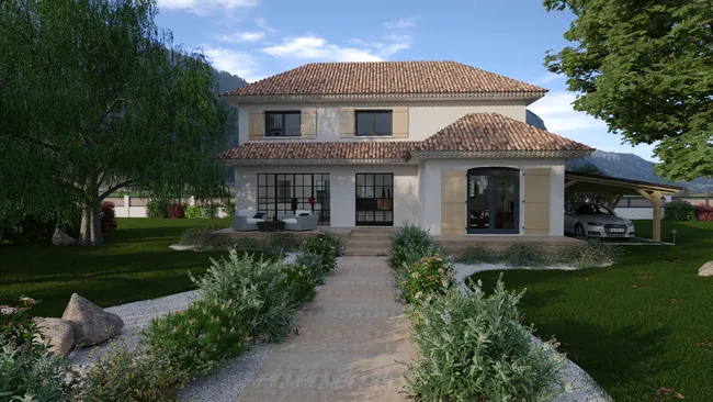 Rendu 3D d'une maison typique du sud réalisé avec Cedreo