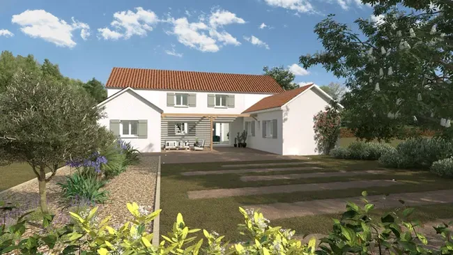 Rendu 3D d'une maison avec surélévation réalisé avec Cedreo