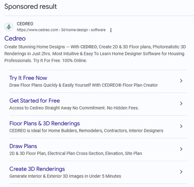 Cedreo google ads example