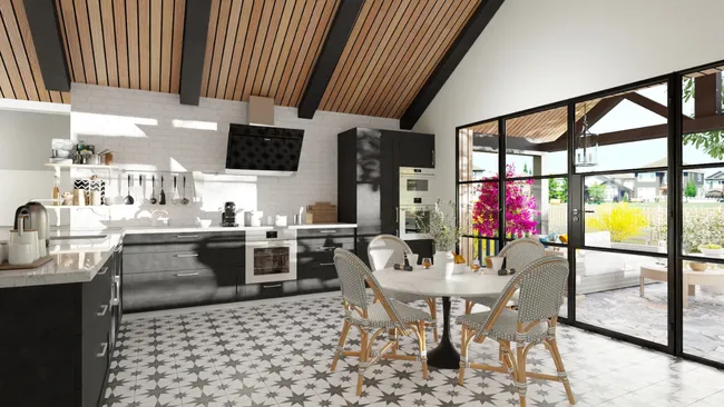 3D render of a bump out kitchen by Cedreo