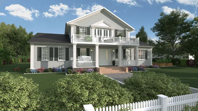 Greek revival house type - 3D render by Cedreo